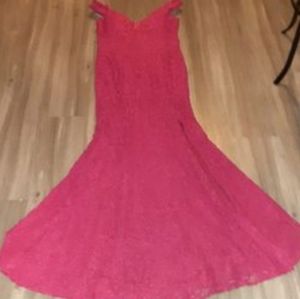 Magenta Lace Off the Shoulder with high leg split